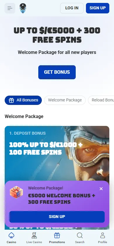 Rocket Spin Casino mobile promotions and rewards