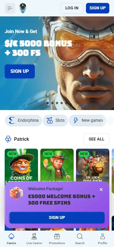 Rocket Spin Casino mobile home with casino offers